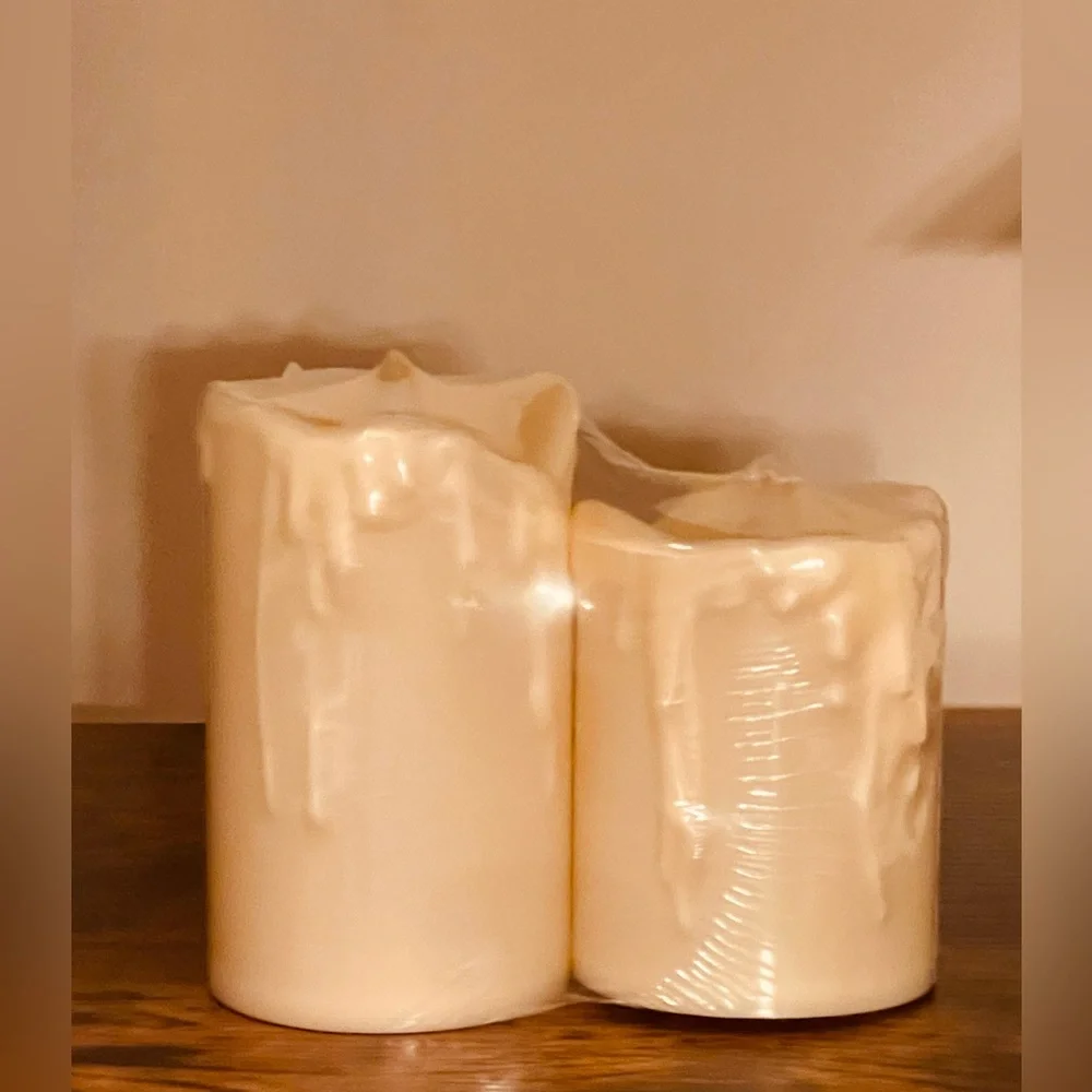 Target Plastic LED Flameless Candle Set of 2 White Battery Operated New